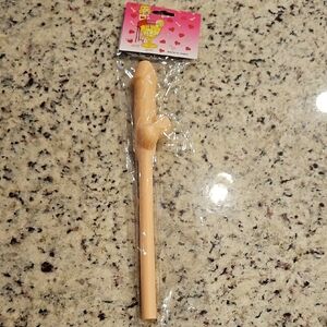 Novelty Peach-Colored Silicone Drink Stirrer Penis Straw